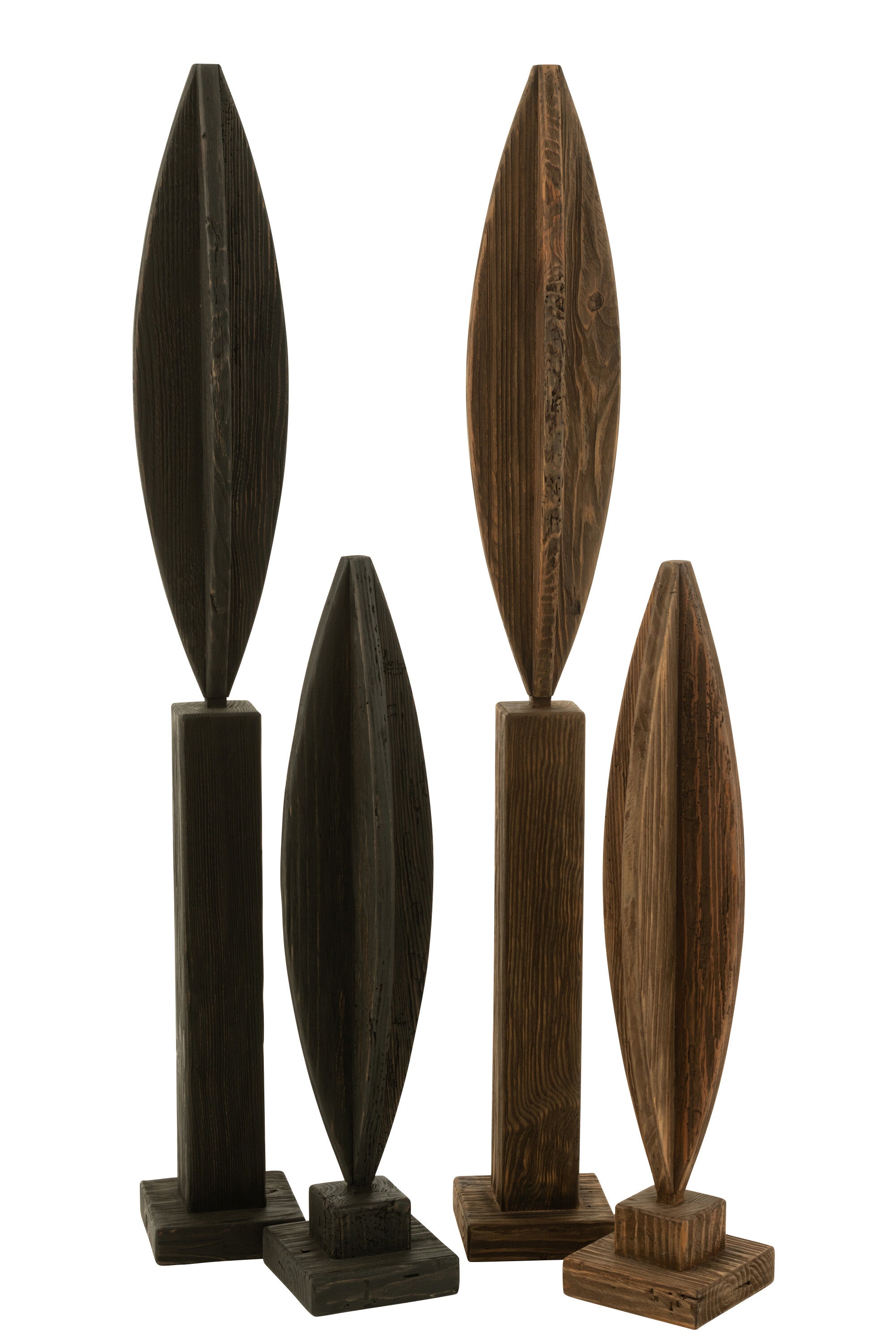 J-Line decoratie op voet Luke - dennenhout - zwart - large