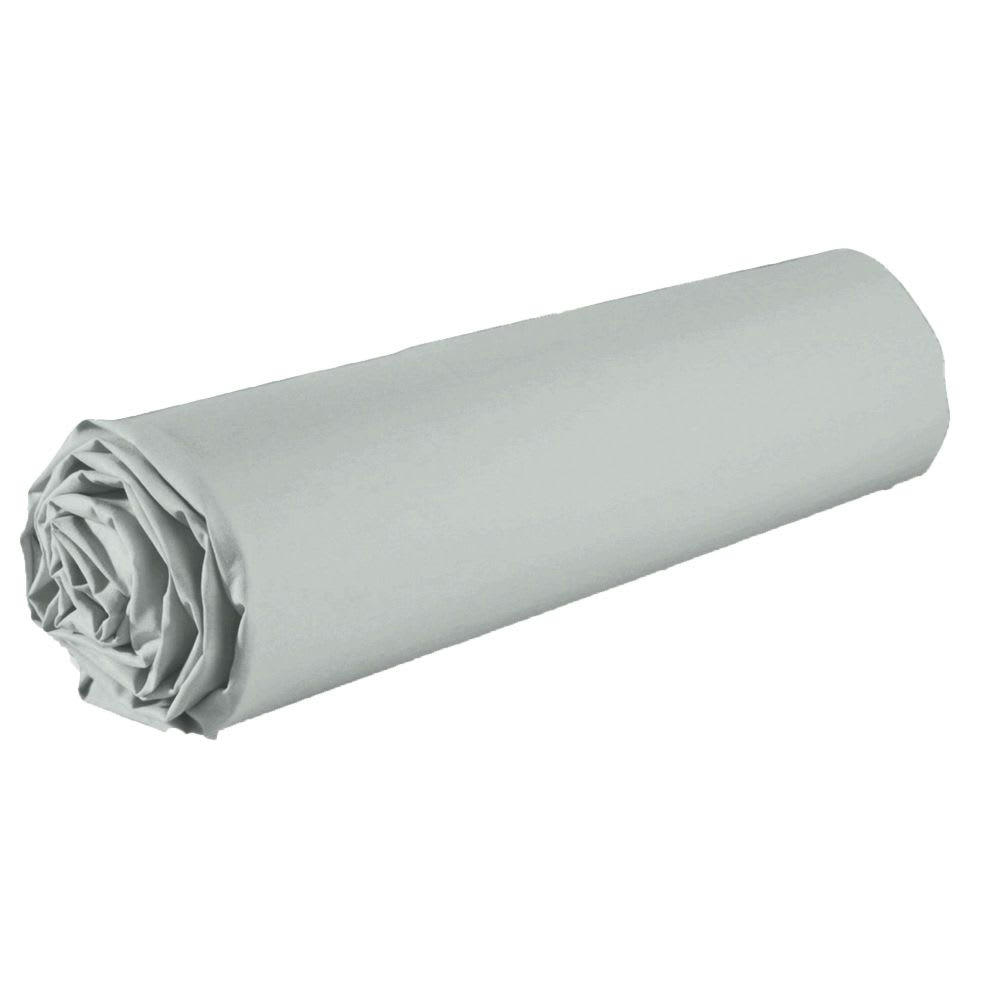 - Drap housse 2 places coton gris argent 160x200 cm