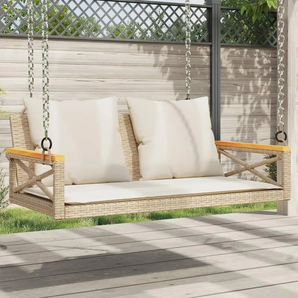 vidaXL - Schommelbank - Beige - Poly rattan - 62 x 109 x 40 cm