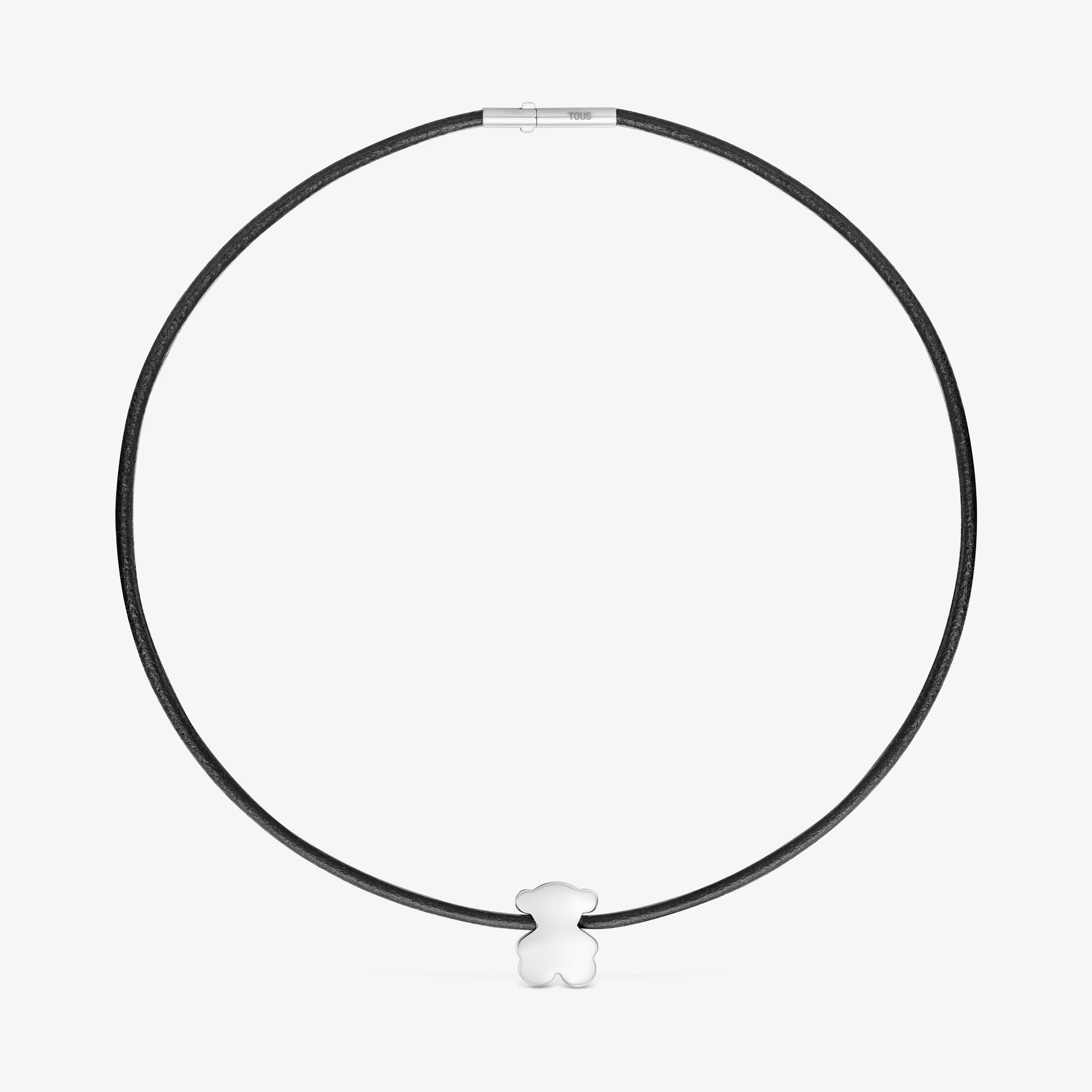 Collar oso de plata y caucho 18 mm Bold Motif