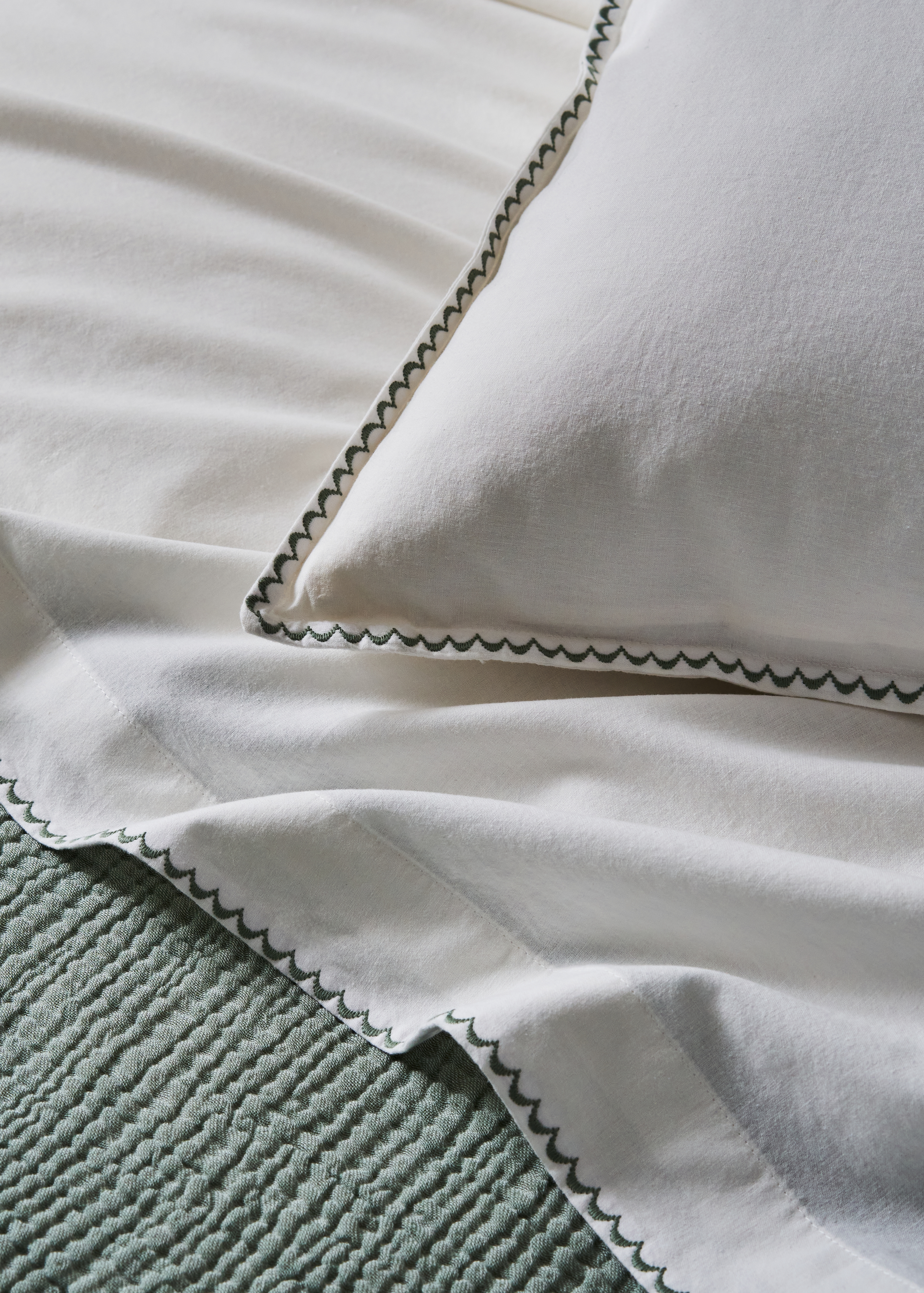 HOUSSE DE COUETTE EN COTON LAVÉ ÉCRU / KAKI