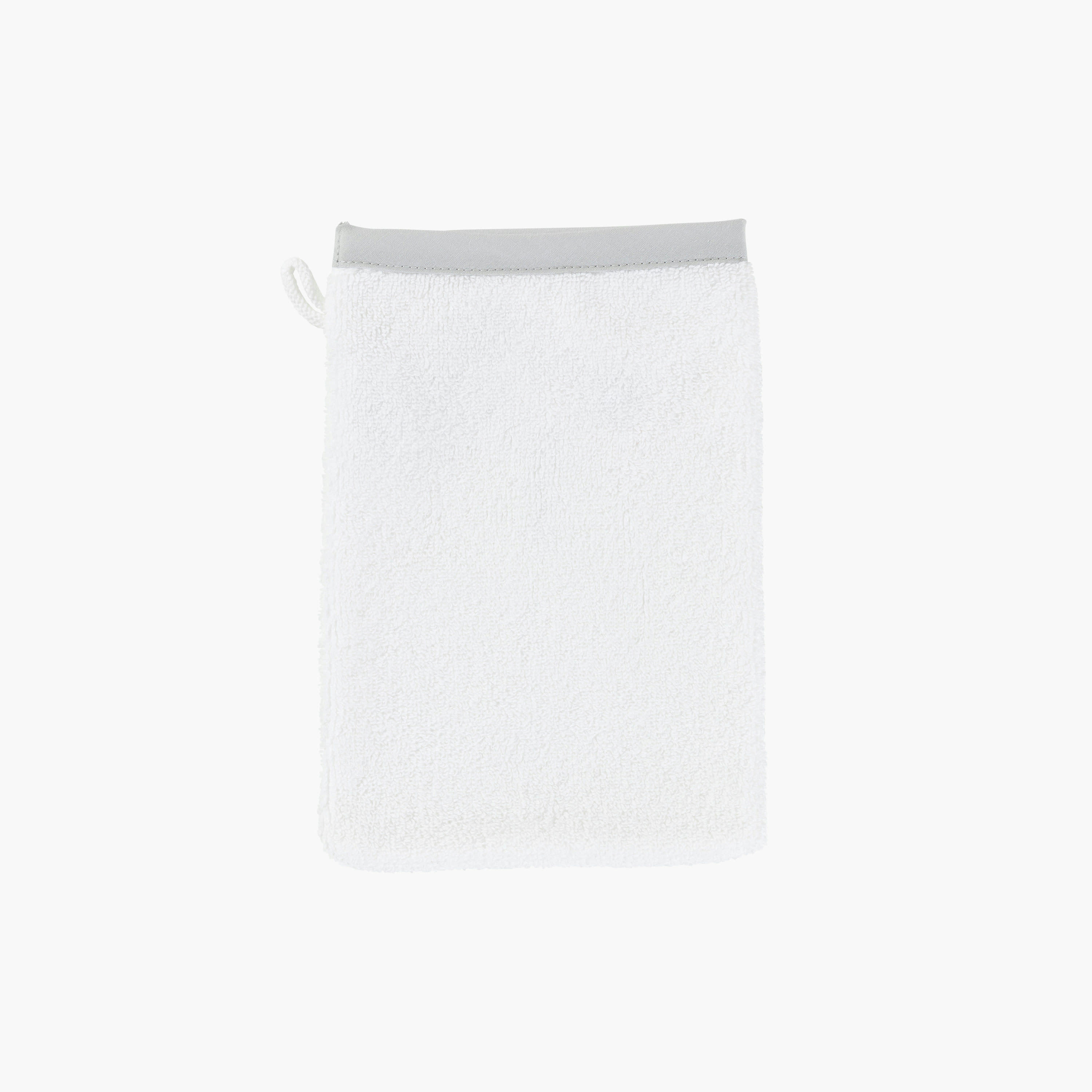 ARTICA - Gant de toilette coton brodé bouclette blanc 15 x 21 cm