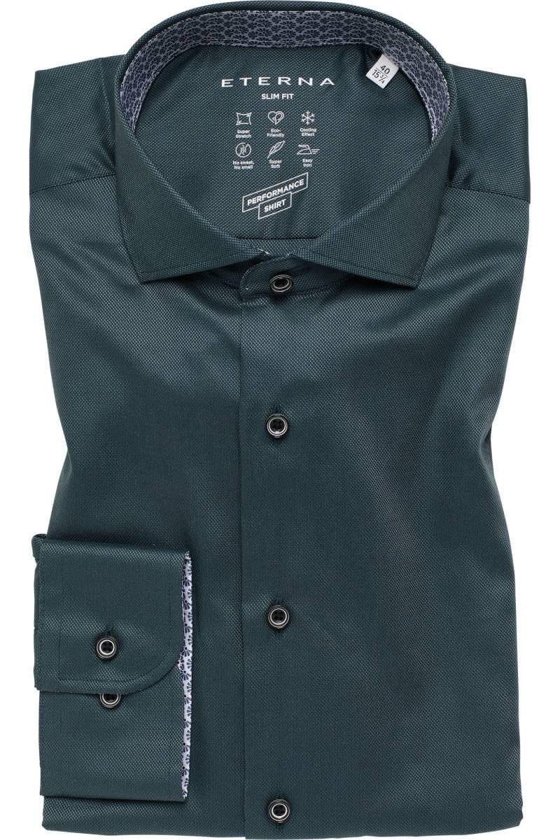 ETERNA Performance Slim Fit Tencel Hemd grün, Strukturiert