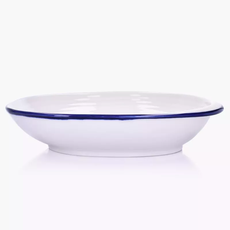 Talerz głęboki obiadowy DUKA KROG 22 cm biały granatowy porcelana