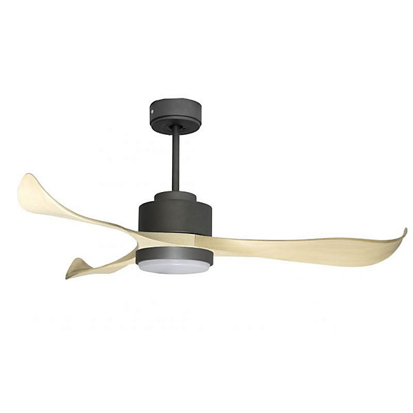 Modulo Regular Exterior-un ventilateur pour extérieur IP44 DC 132 cm Gris basalte pales abs marron Lumière dimmable 20 à 30 m²