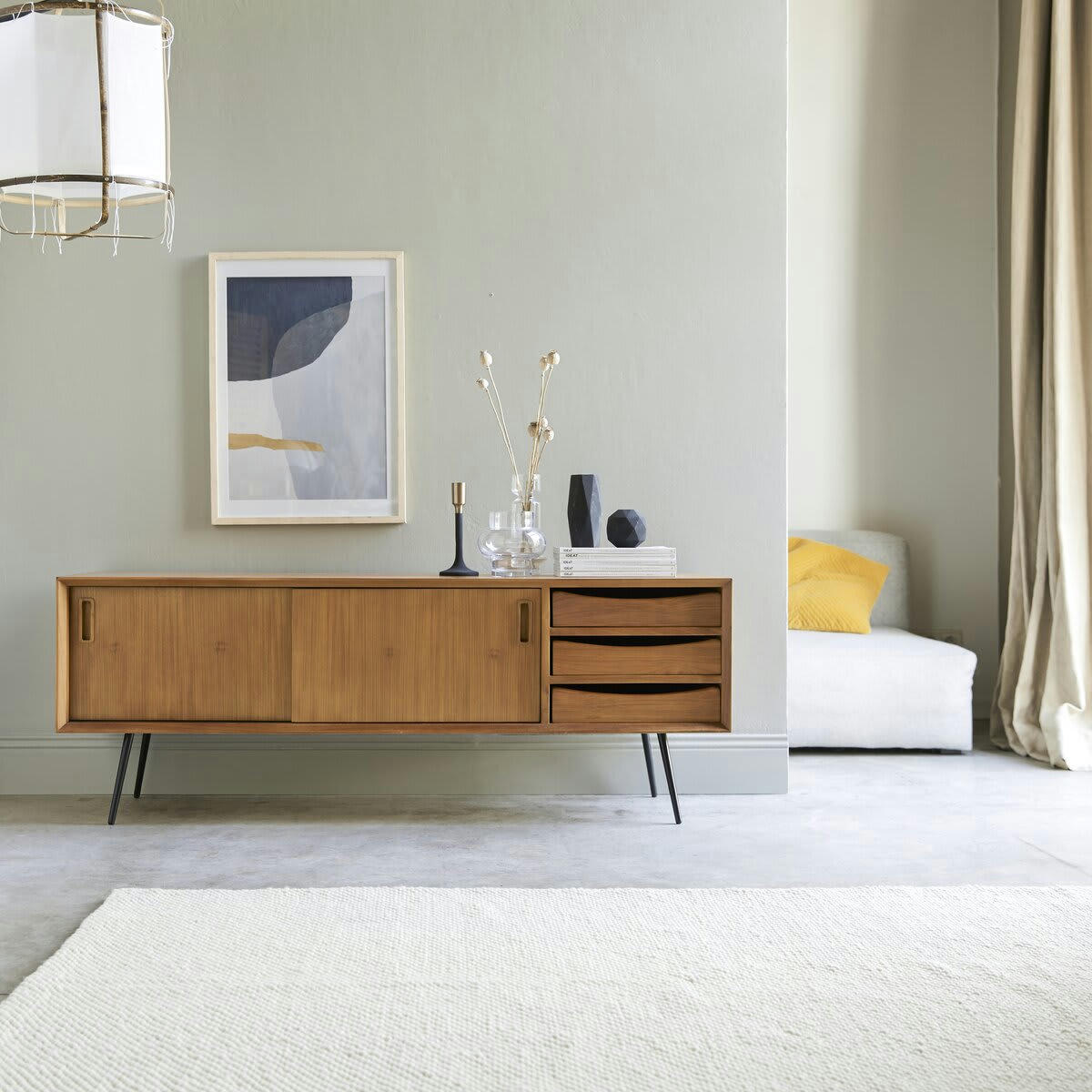 SIMEN - Meuble TV en teck 155 cm