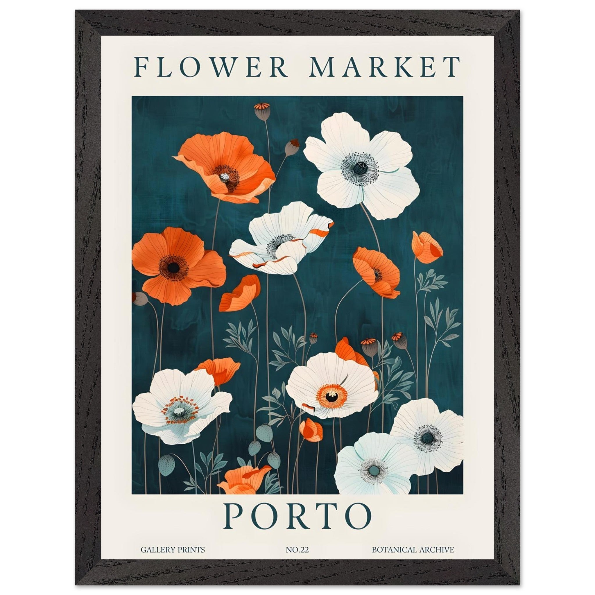 Artfulprints Poster met Lijst Flower market - Porto  - 30x40 cm - Meerkleurig