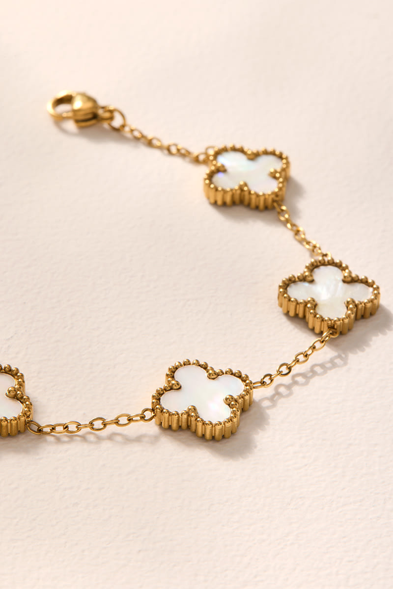 Nicole Stainless Steel Clover Station Bracelet