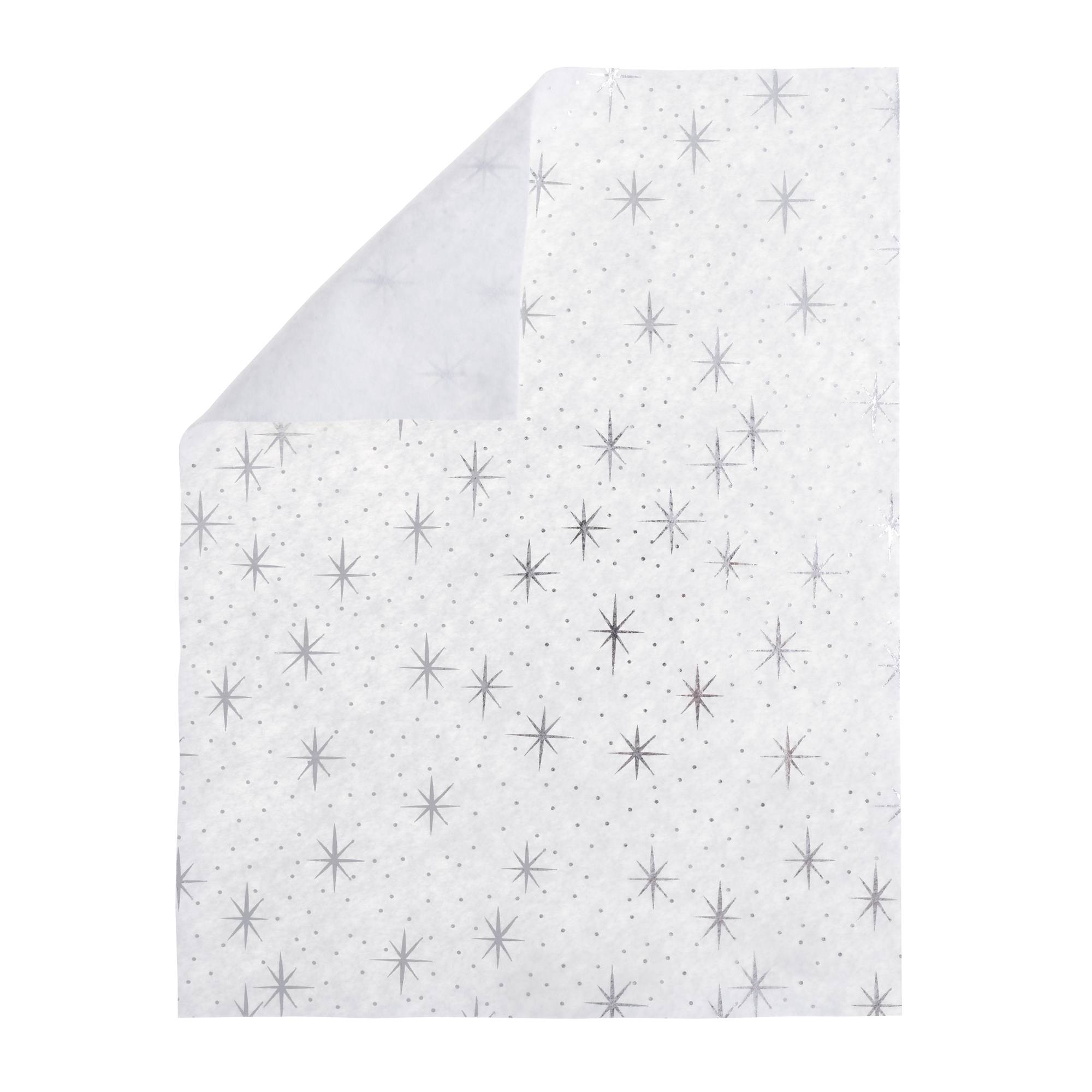 White Glitter Star Felt Sheet A4