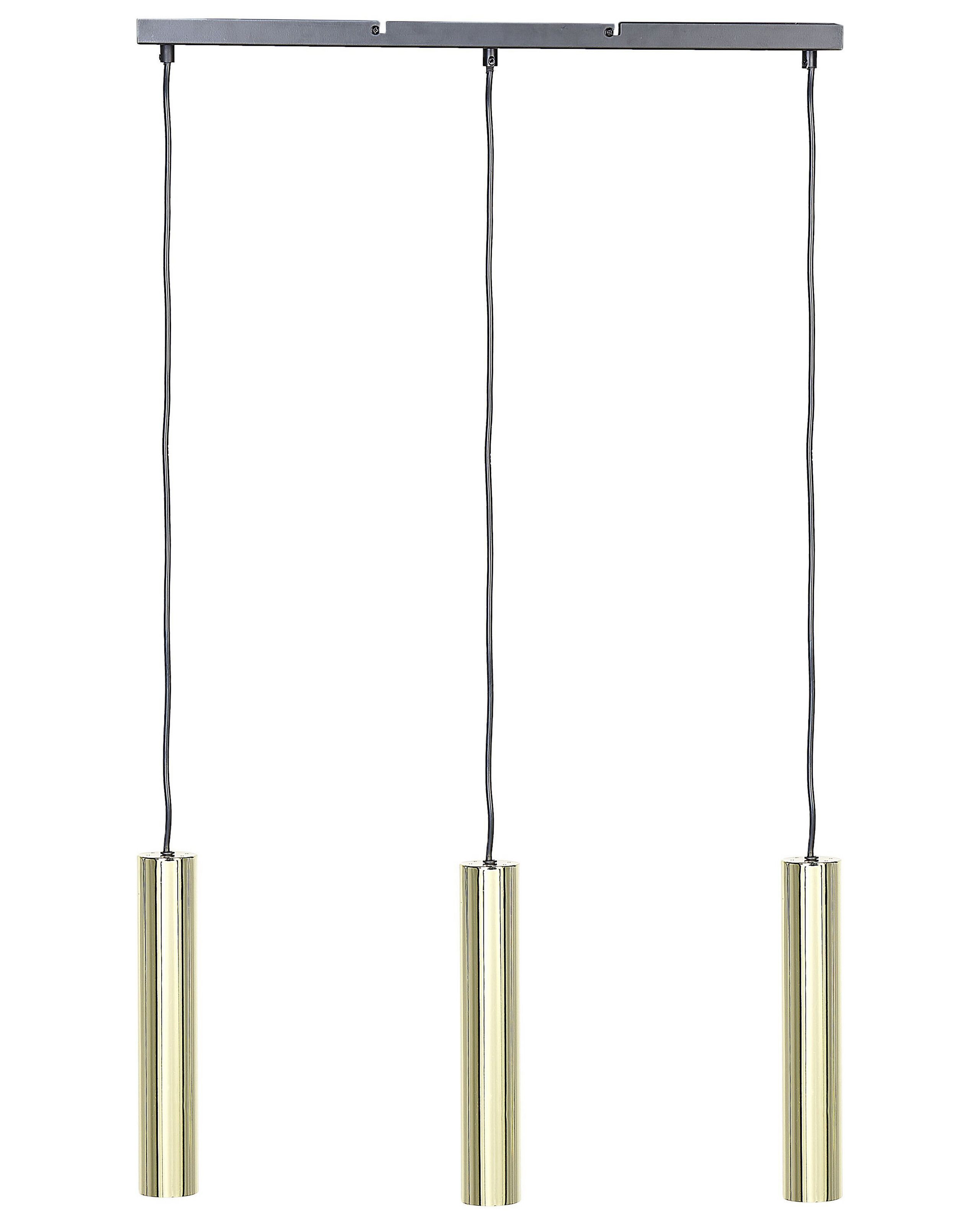 Lampa sufitowa metalowa klosze 3 światła mosiężna