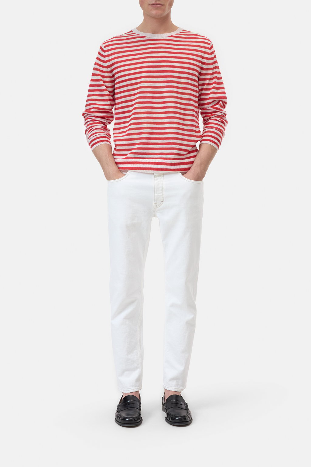 Gestreifter Pullover aus Leinen-Mix