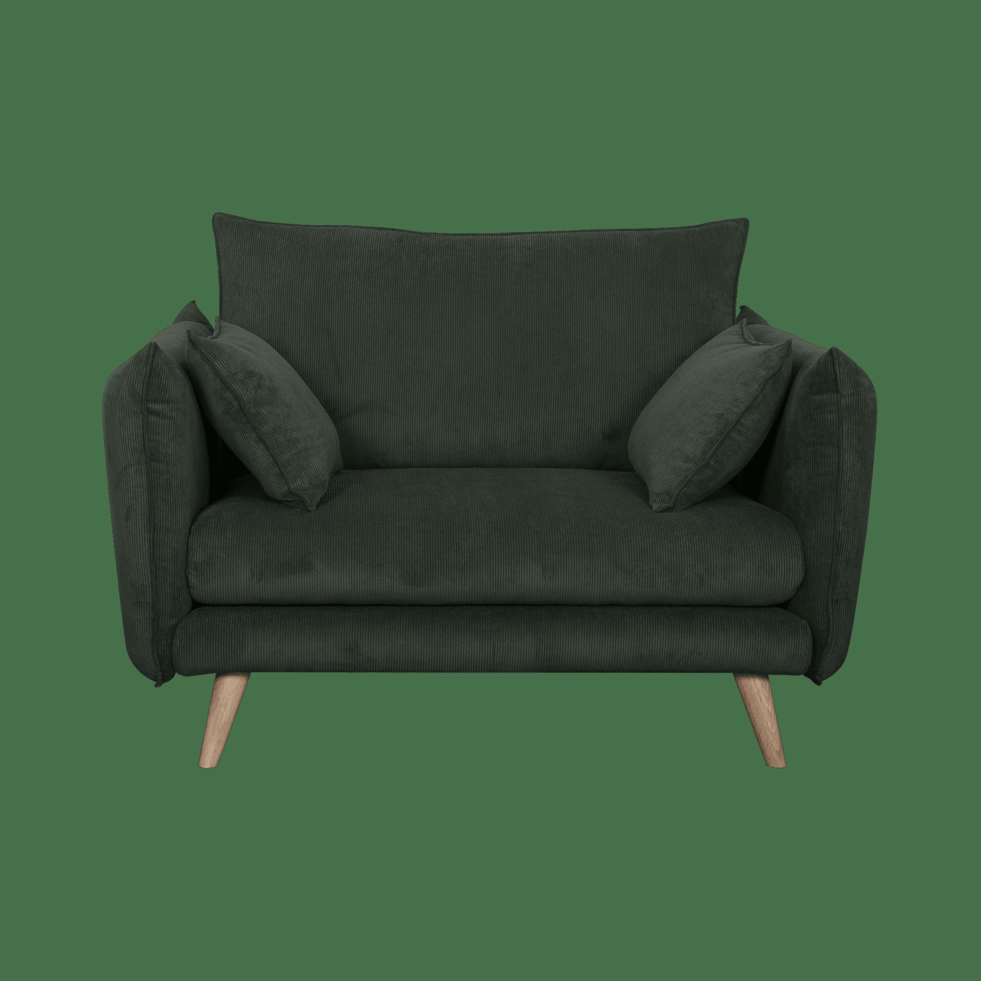 ORION - Fauteuil XXL tissu velours 1 place Vert Cèdre