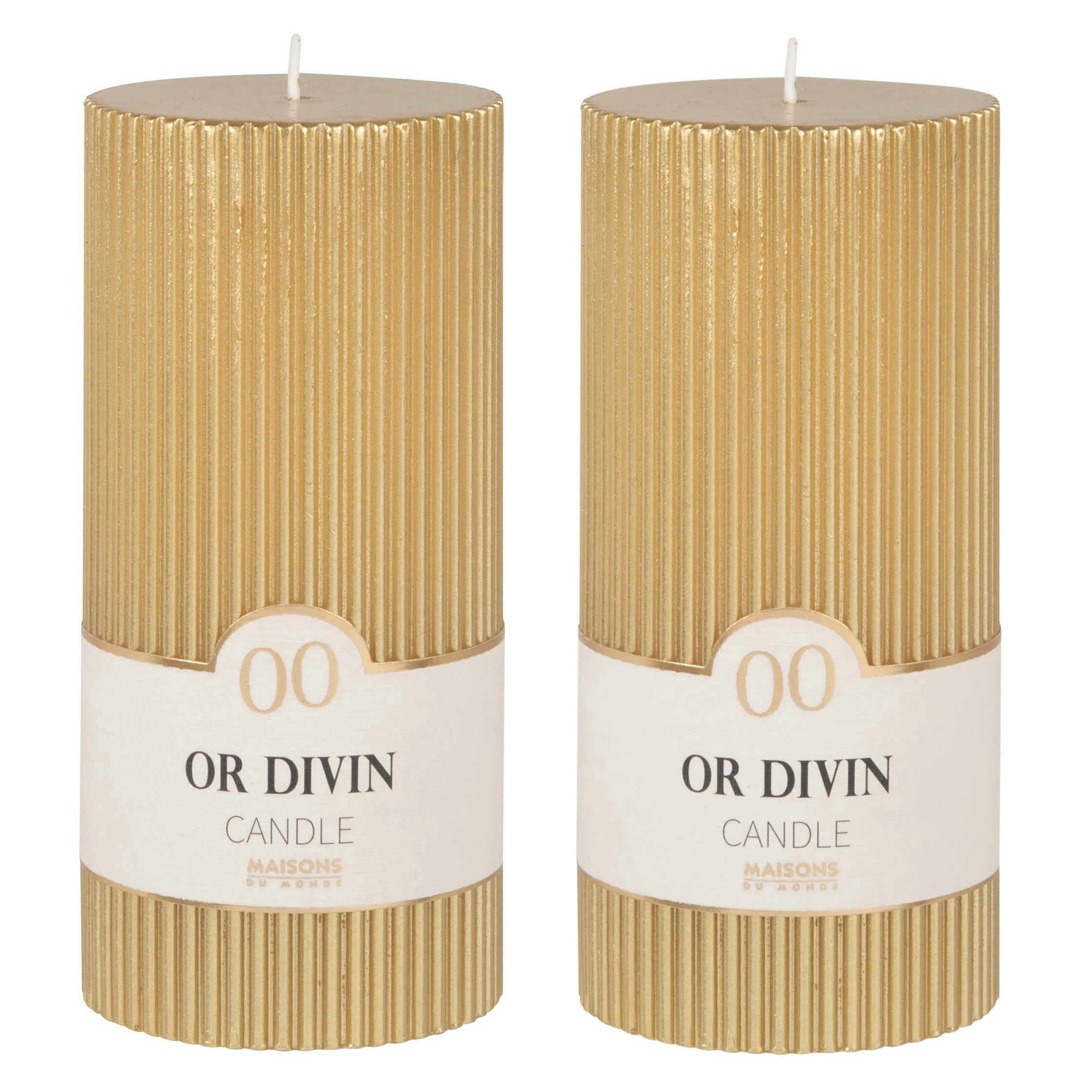 COLORAMA - Bougie striée dorée H15