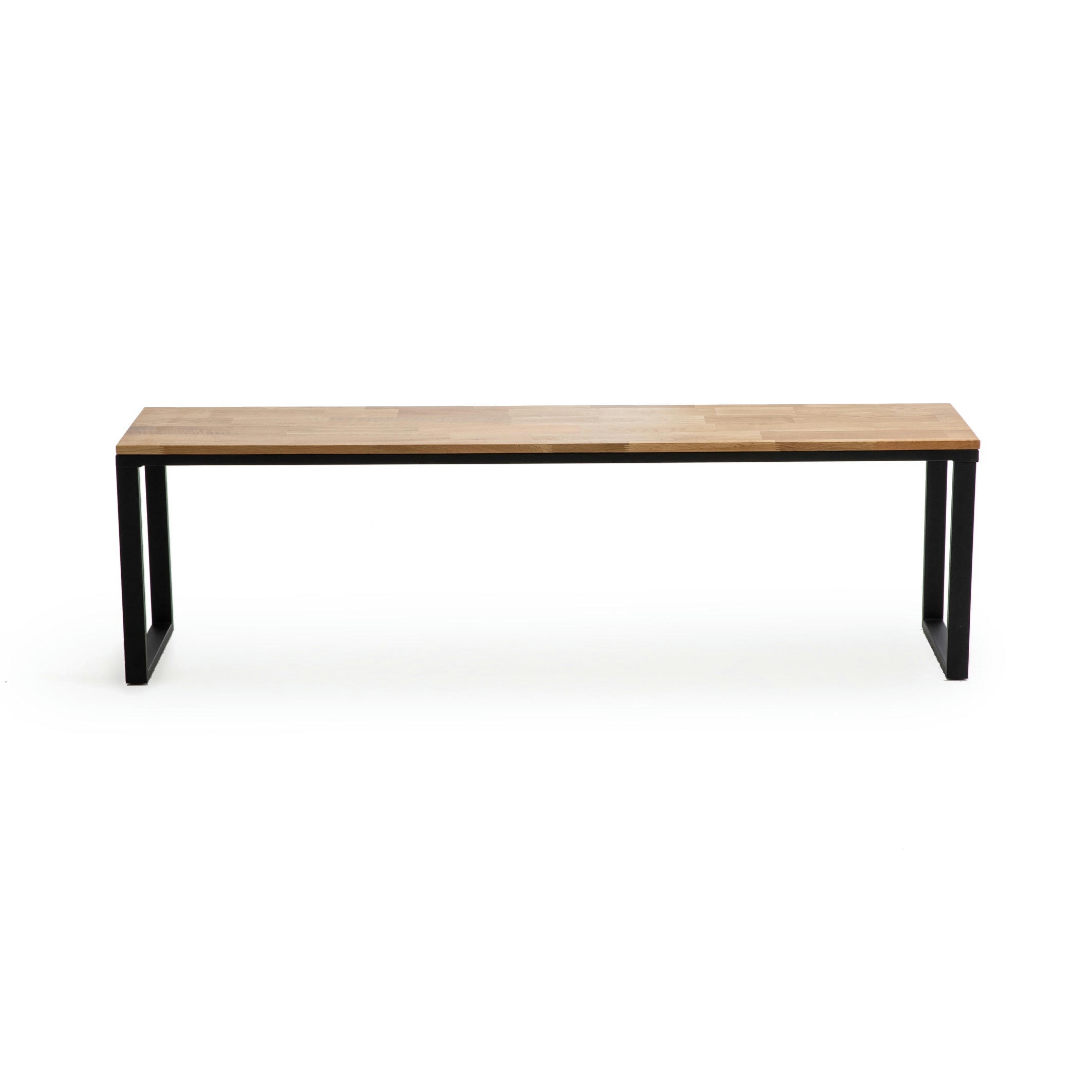 Banc chêne massif abouté vernis L160 cm, Hiba