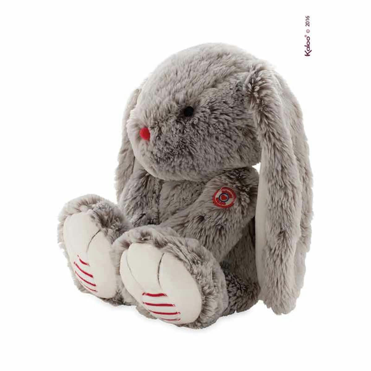 - Peluche lapin gris prestige rouge large