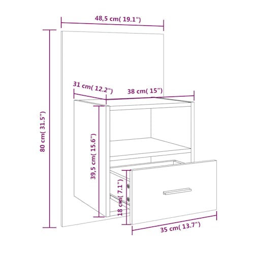 NNEVL Wall-mounted Bedside Cabinets 2 pcs Sonoma Oak