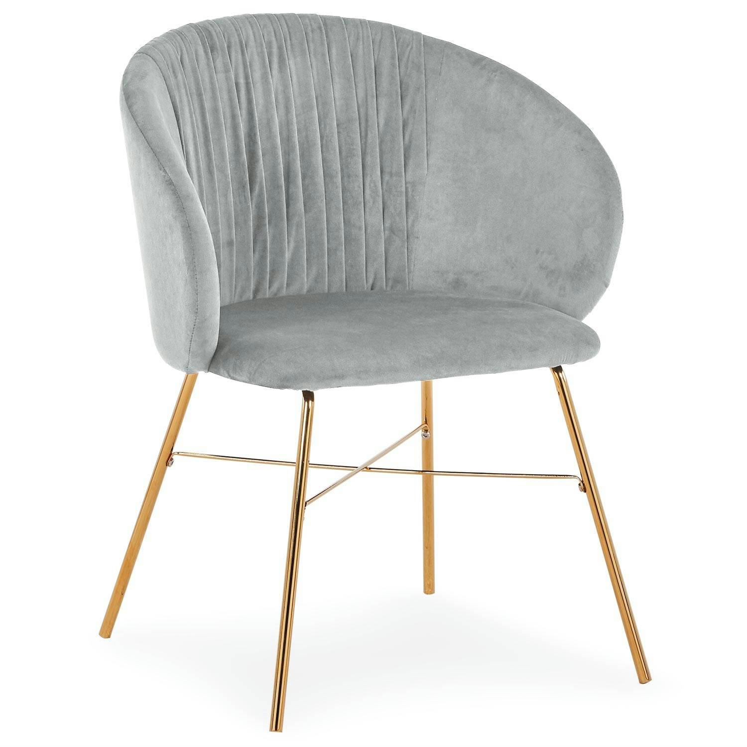 SMART - Chaise velours argent pieds or