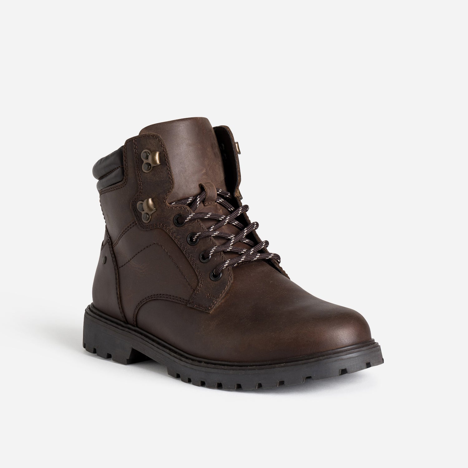 Boots à lacet marron cuir semelle crantée