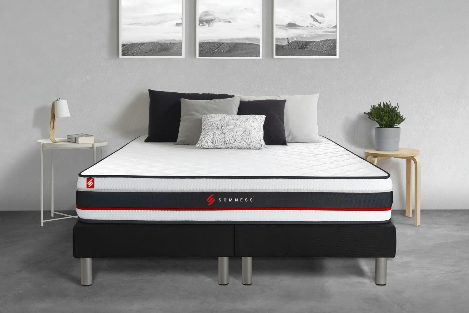 FORM - Ensemble 180x200 Mousse sommier Noir