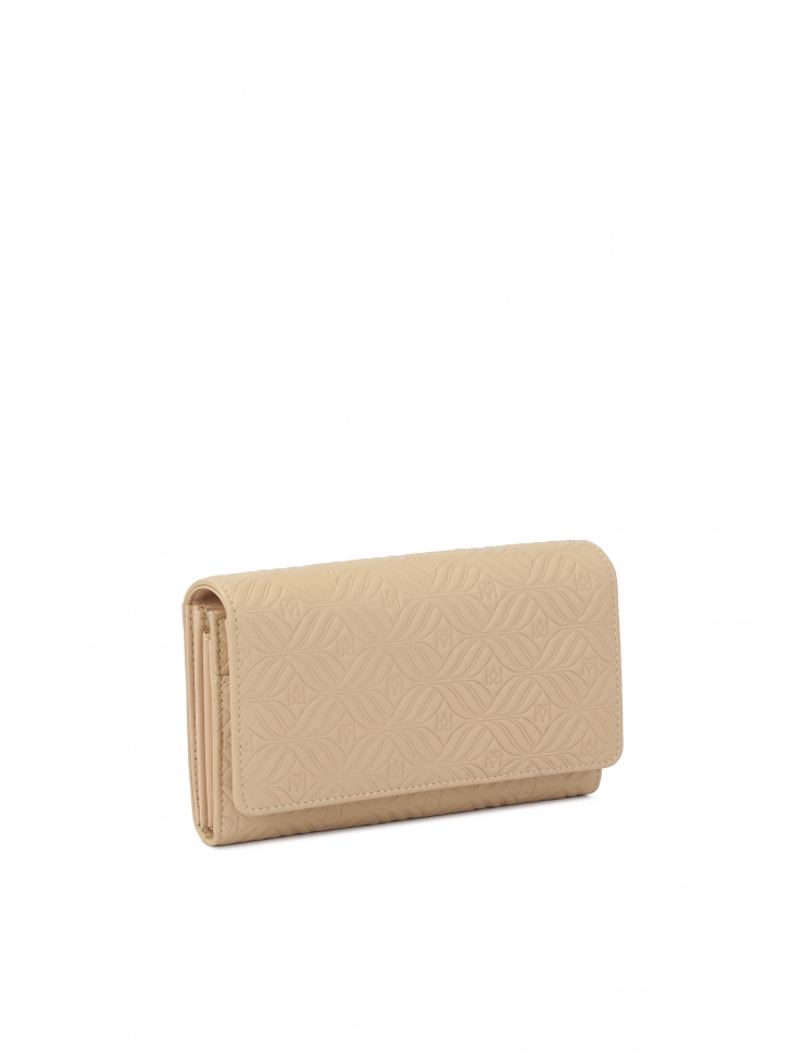 Beige wallet with elegant embossed pattern