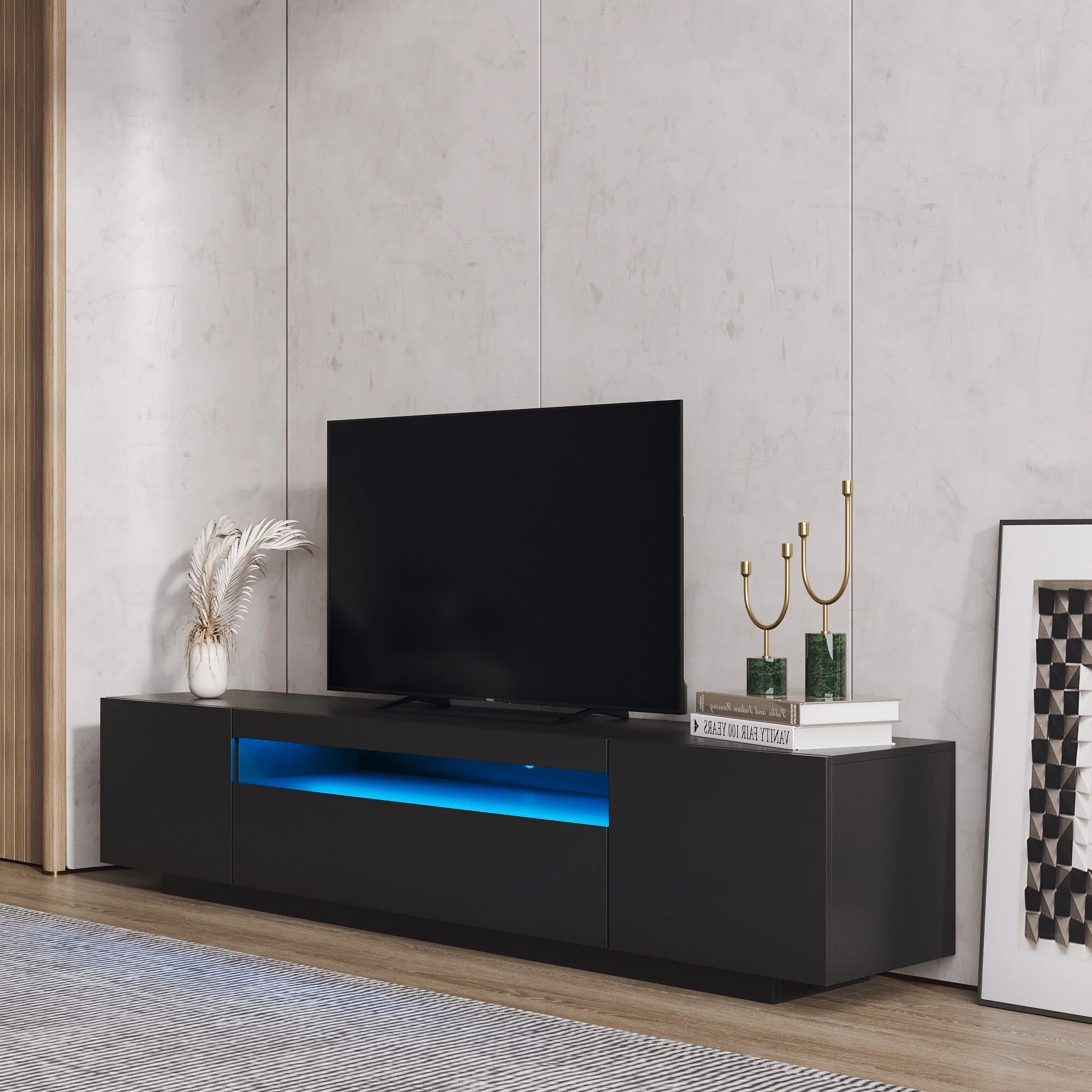 79 Modern TV Stand with LED & Storage for Living Room