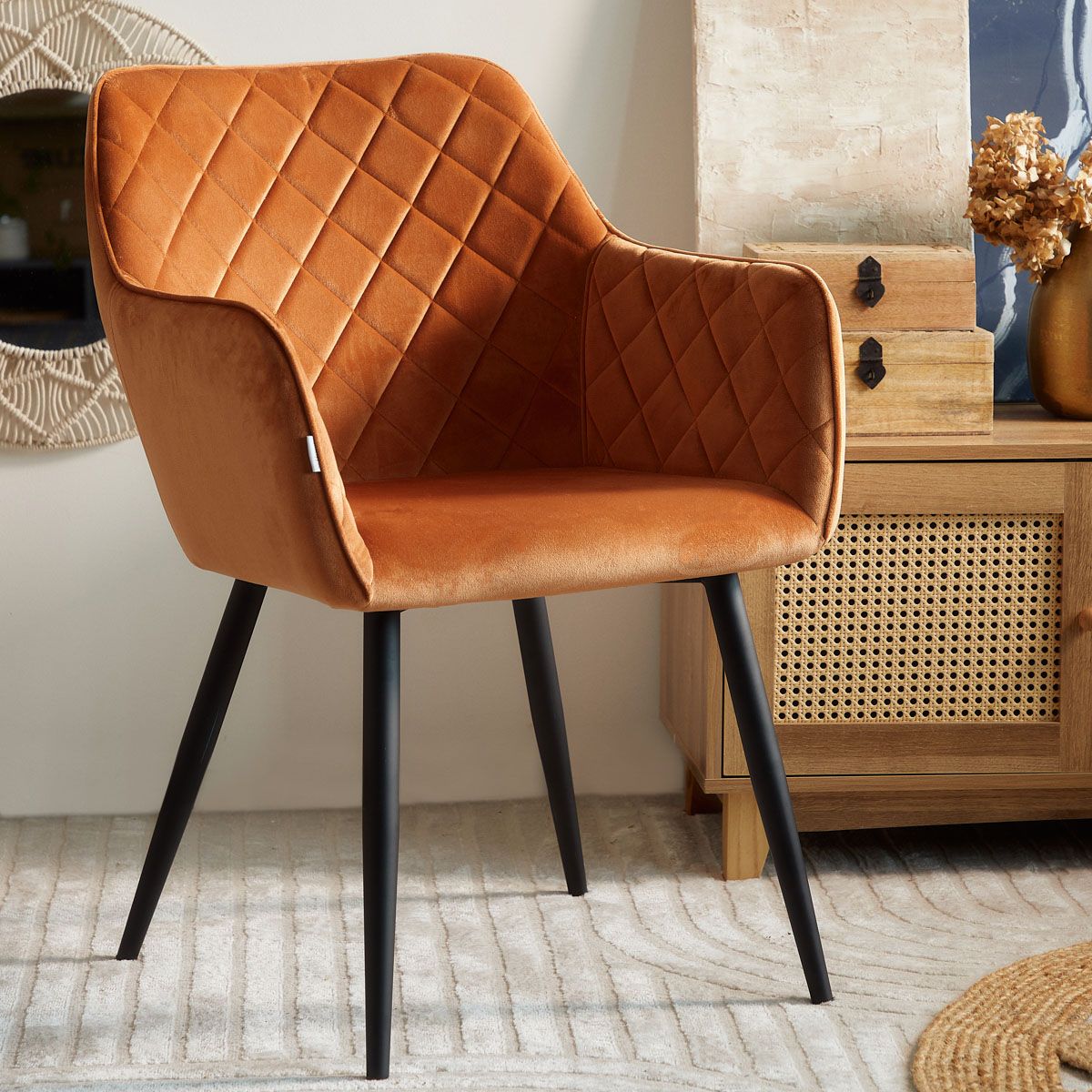 Krzesło SHELTON welurowe ceglaste 56x60x84 cm