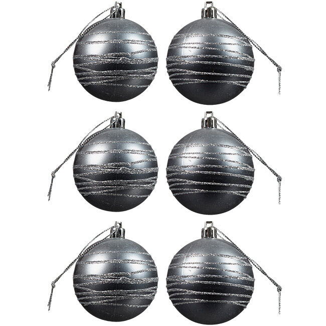 Boule de No&euml;l argentée x6