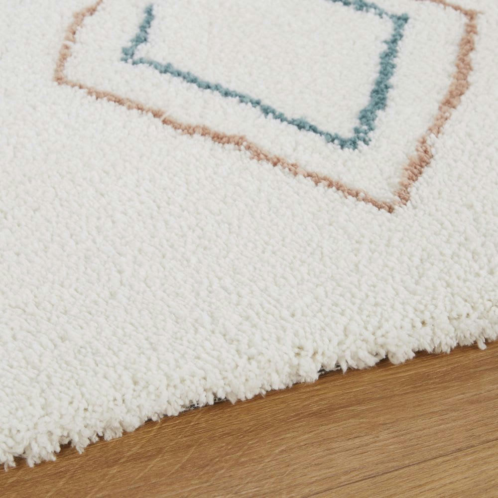 GUANCHA - Tapis tufté main écru motifs losanges multicolores 160x230