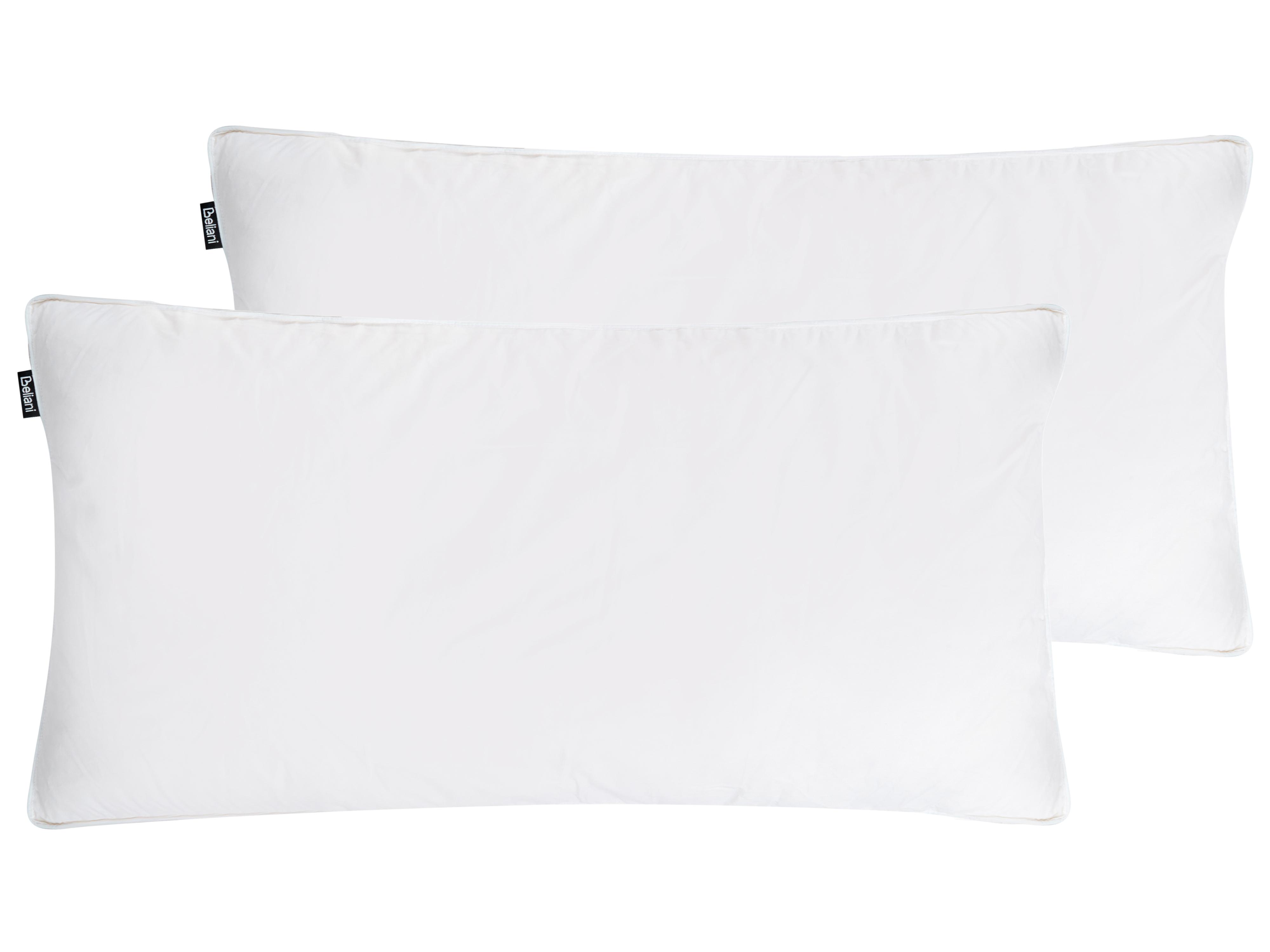 Set of 2 Bed Pillows FELDBERG High Duck Feathers and Down 40 x 80 cm White