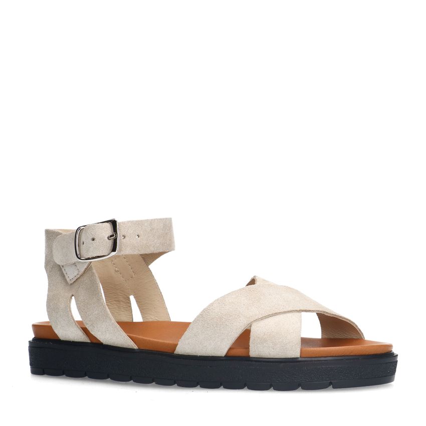 Manfield Beige suède sandalen
