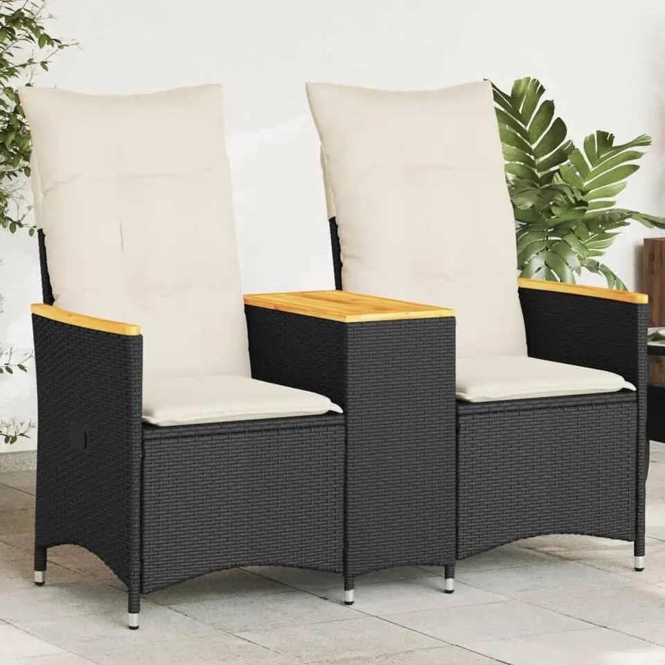 vidaXL - Tuinbank - Zwart - Poly rattan