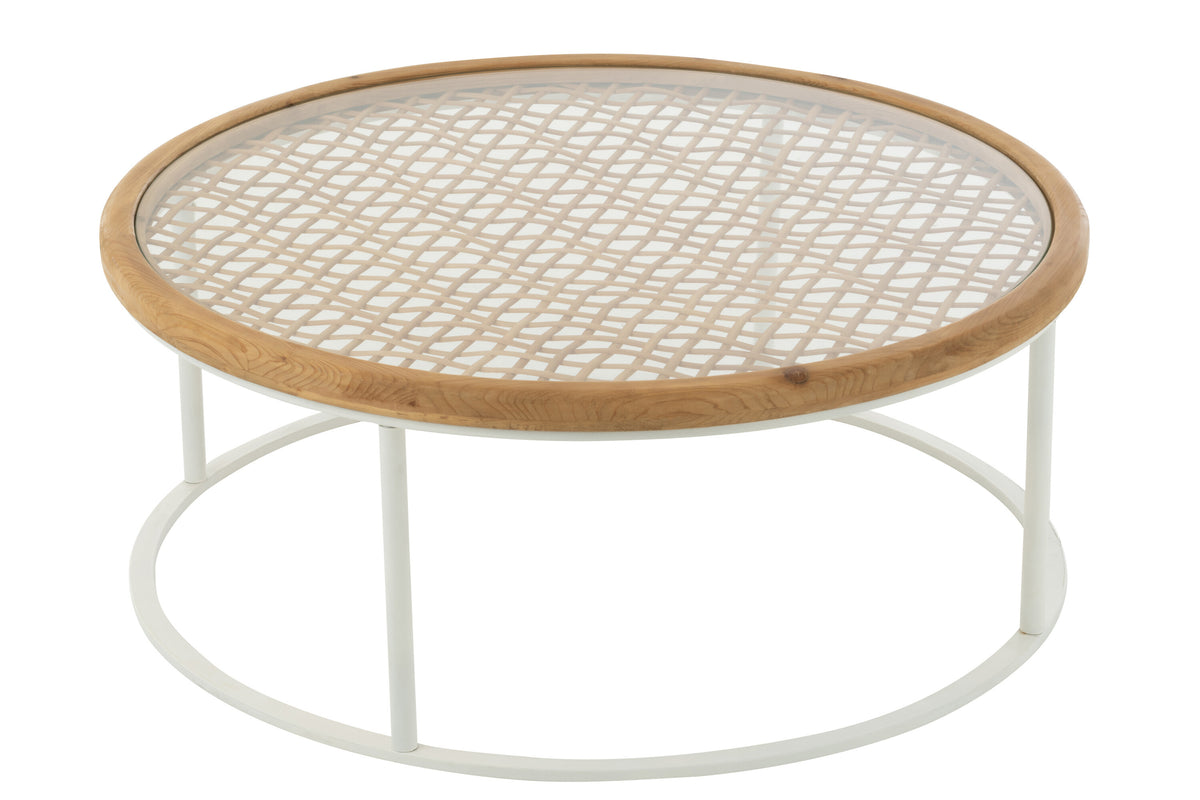 J-Line salontafel Mati - sparhout/metaal - naturel/wit