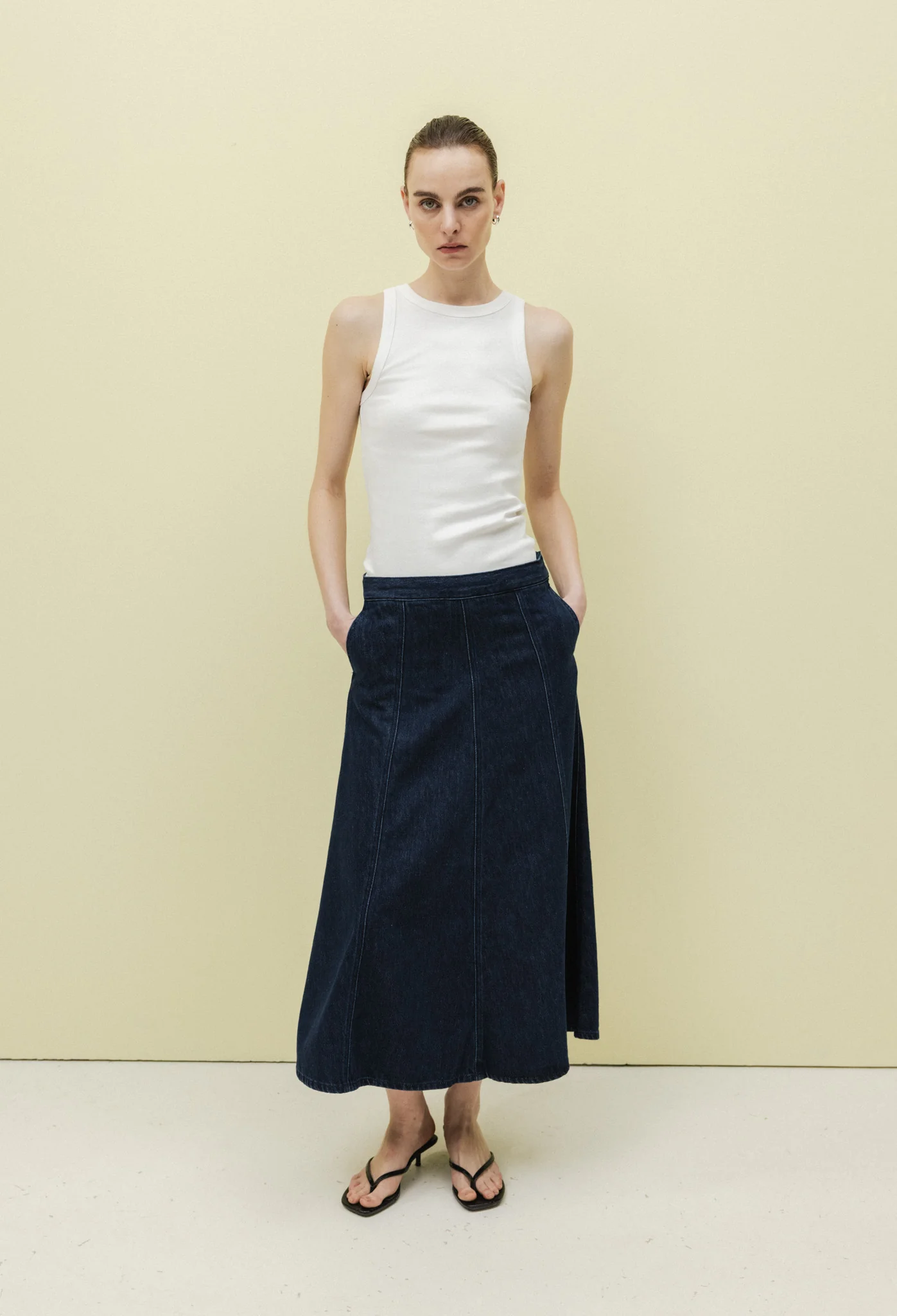 Mae Panel Skirt - Stone Indigo