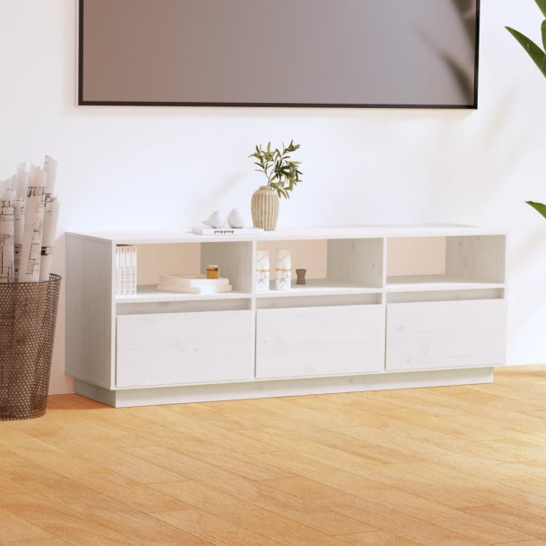 Szafka Pod Telewizor RTV Komoda Drewniana Biała 140x37x50 cm