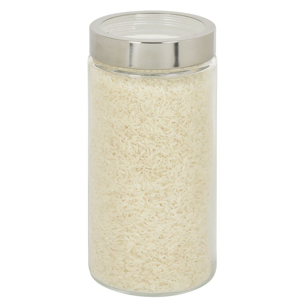 Bocal en verre transparent couvercle inox 1,6L - Ø11xH.22cm