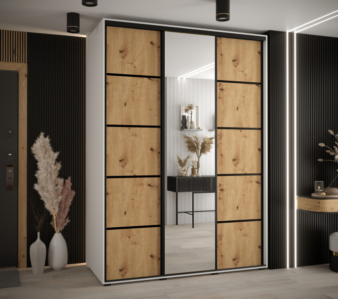 Szafa przesuwna 60 wysoka Davos 5 170 biały artisan czarny