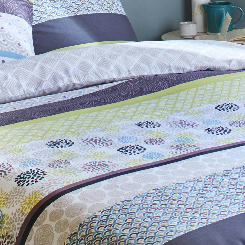 LEVAN - Parure de lit 2 places coton à motifs 220x240 cm