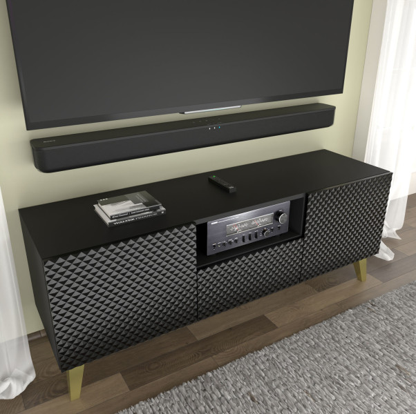 Szafka RTV Ravenna C 150 cm 2D1S czarny połysk