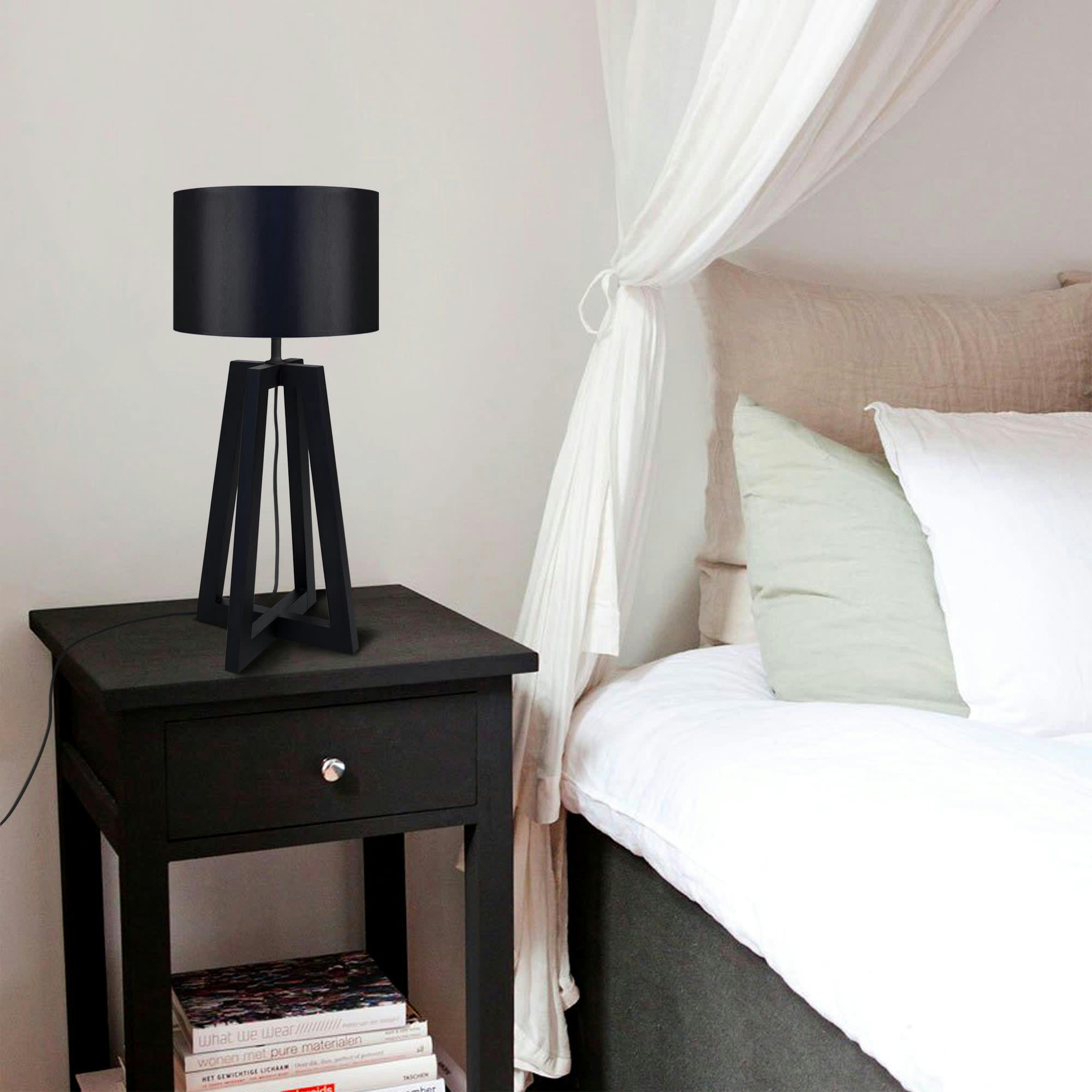 LOT - Lampe de chevet bois bois noir et blanc