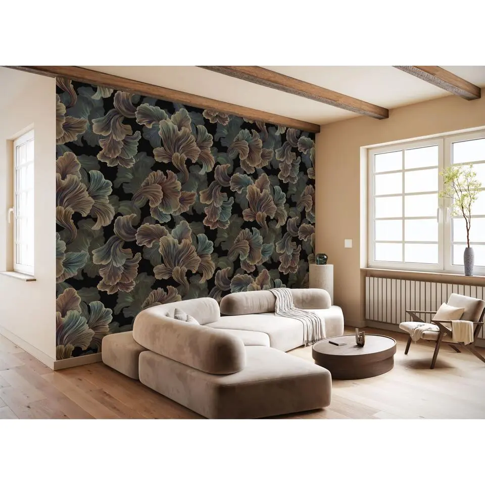 Komar fotobehang bladmotief donkerbruin en groen - 250 x 200 cm