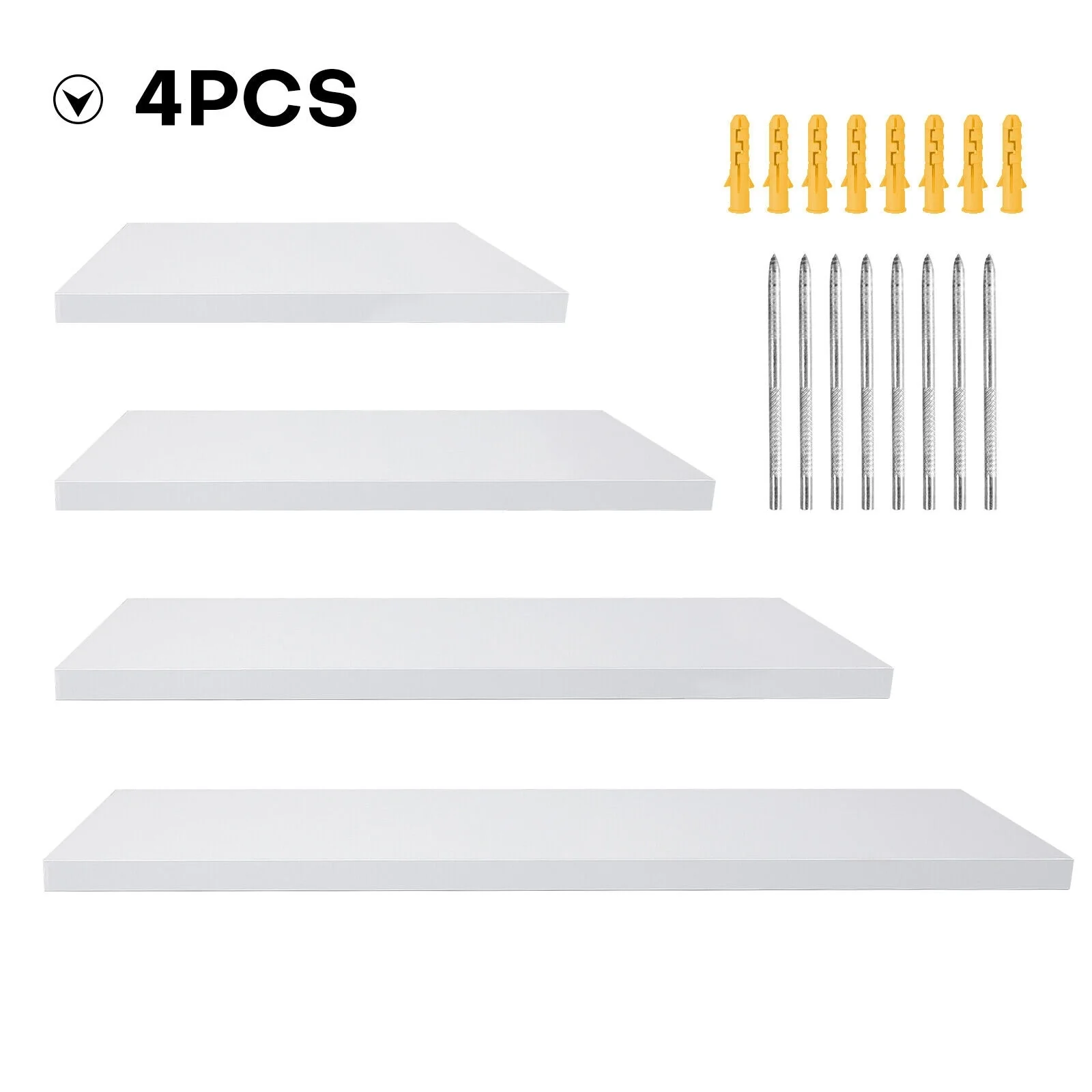 4-Piece Wall-Mounted Wood Floating Shelves