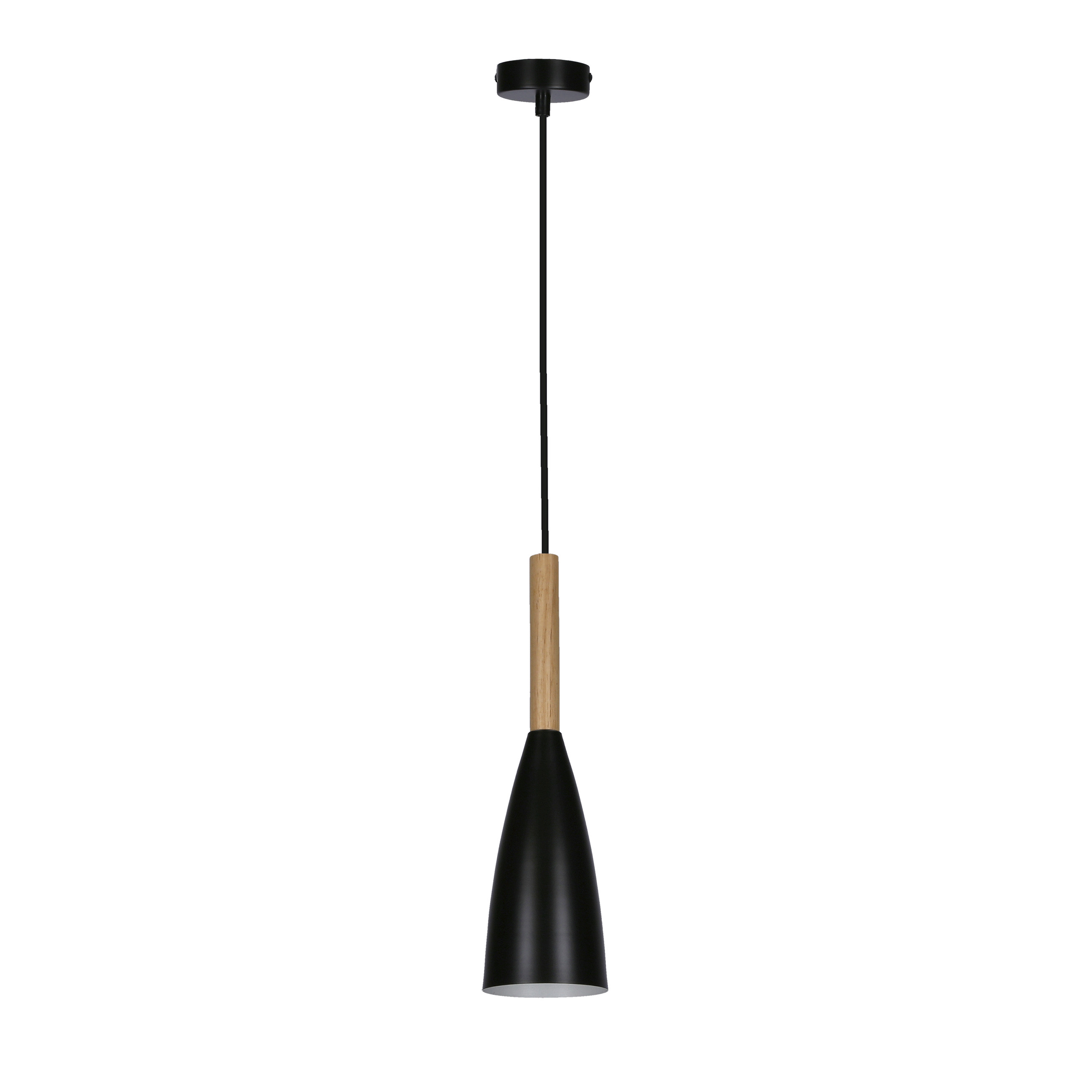 Lampa wisząca czarna-jasne drewno TROSA 1xE27x40W Candellux