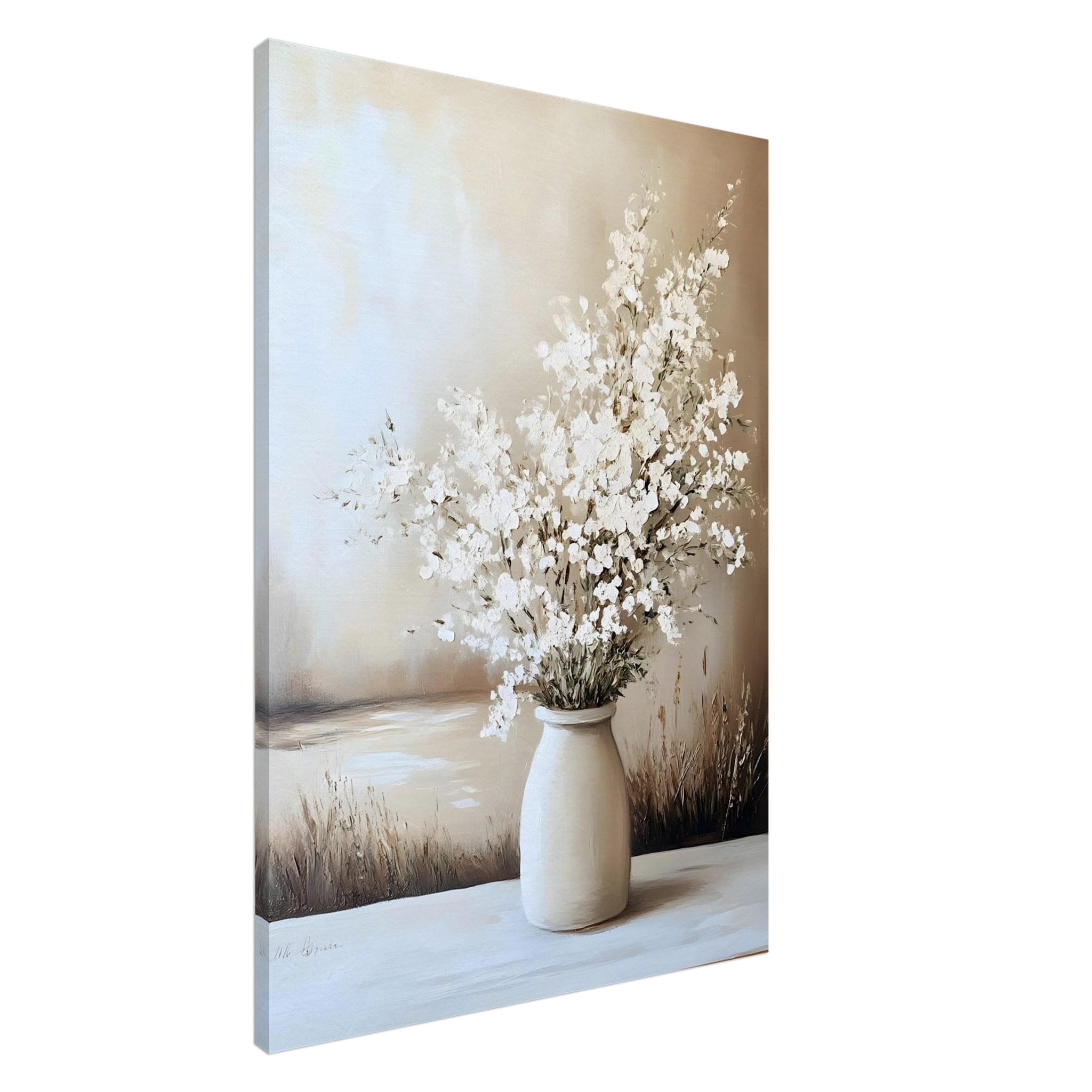 Artfulprints Canvas Timeless white bouquet canvas - 75x100 cm - beige