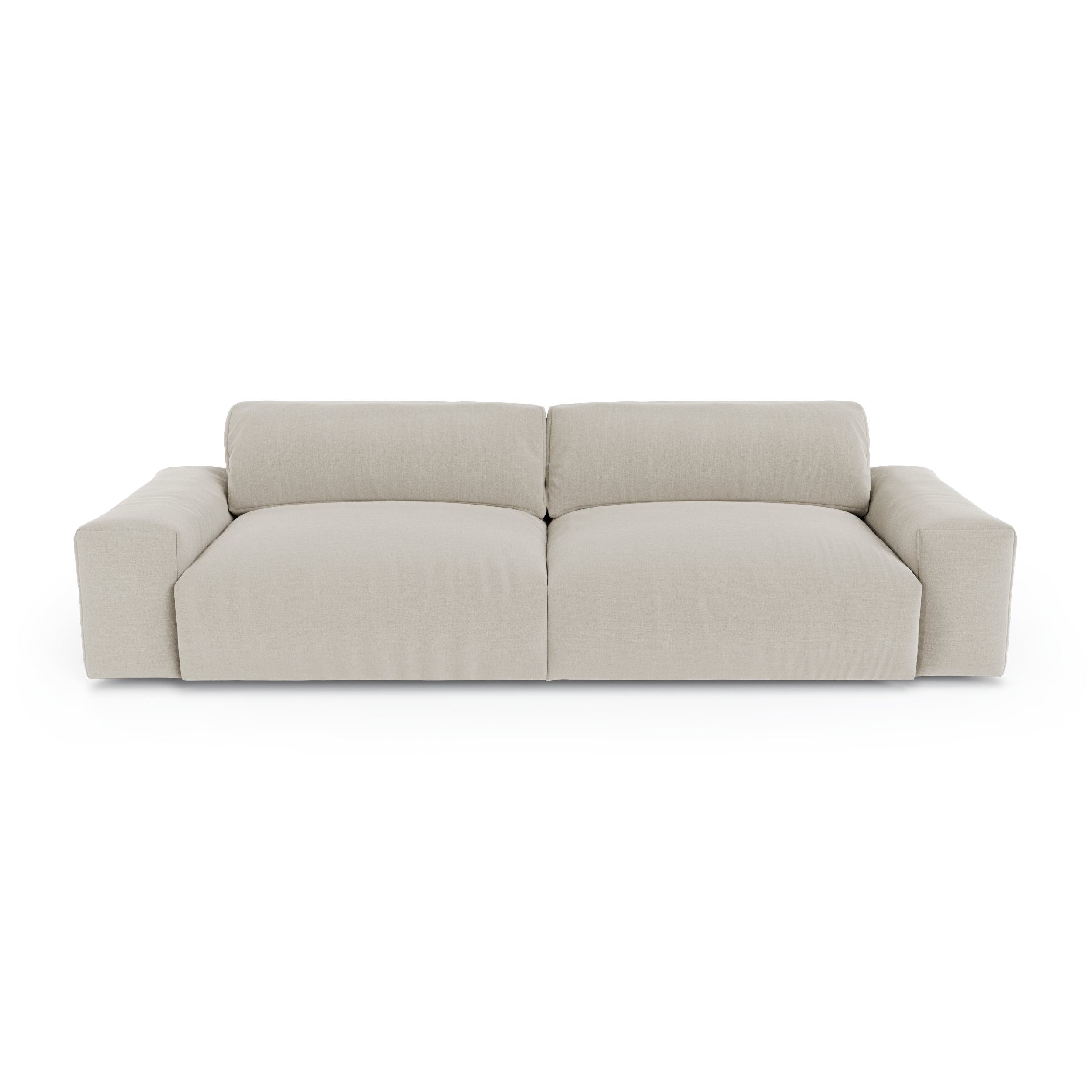 Rechte bank BLISS 4 personen Zacht aanvoelende geweven stof Beige