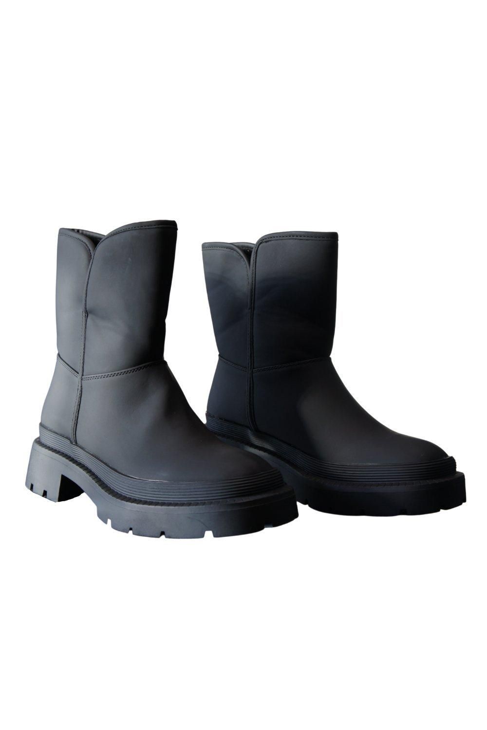 IVACHY Faux Fur Liner Warm Chunky Heel Slip On Fashion Ankle Snow Boots