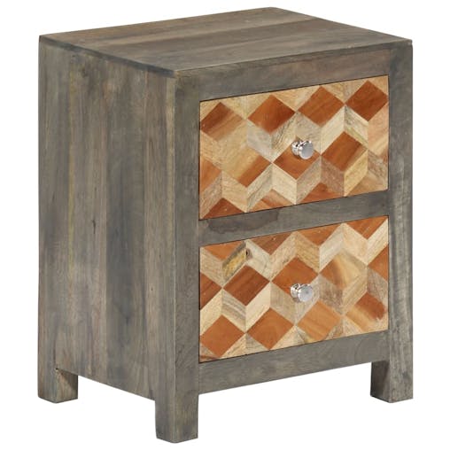 NNEVL Bedside Cabinet Grey 40x30x50 cm Solid Mango Wood