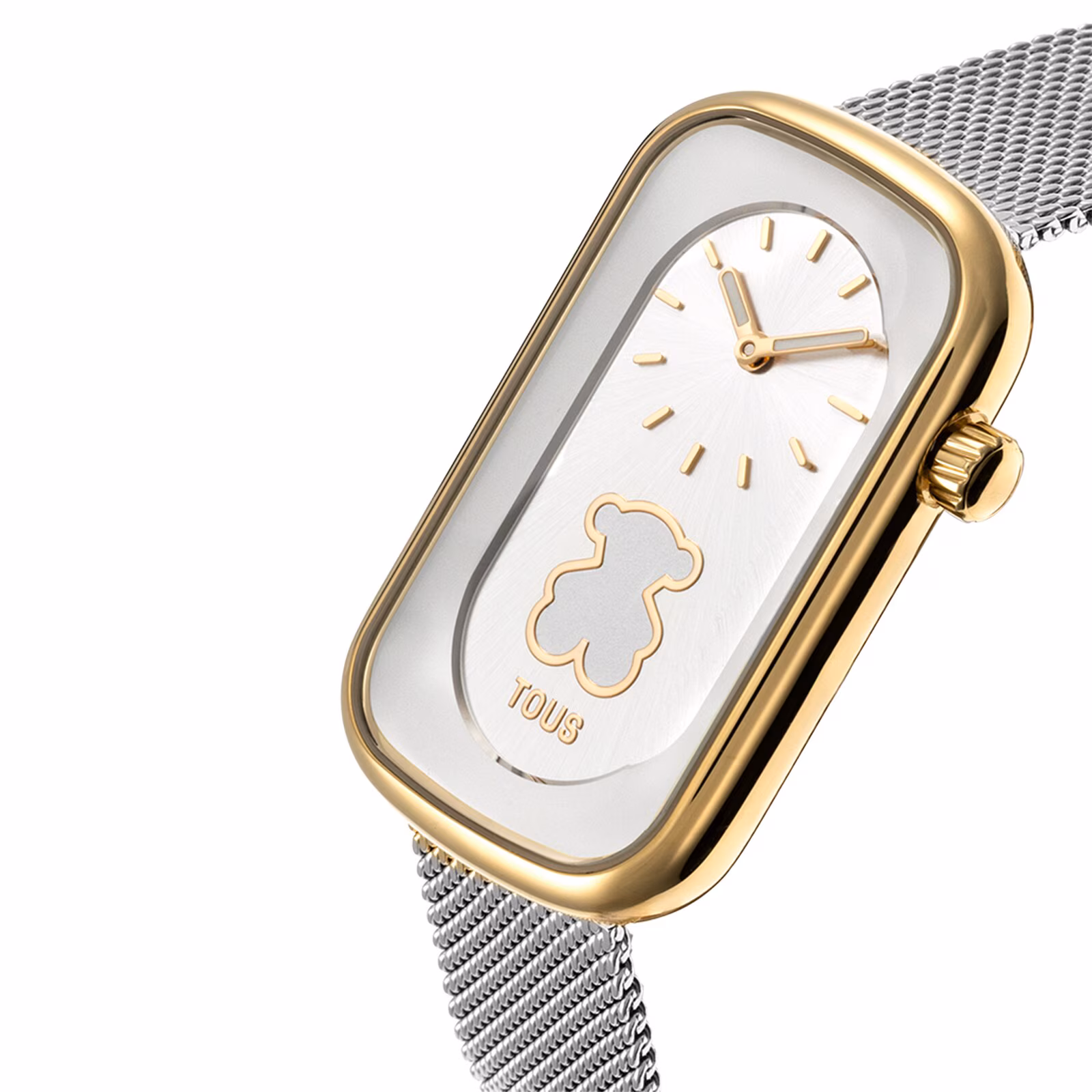 Reloj analógico bicolor con silueta oso y brazalete de acero T-Band Club