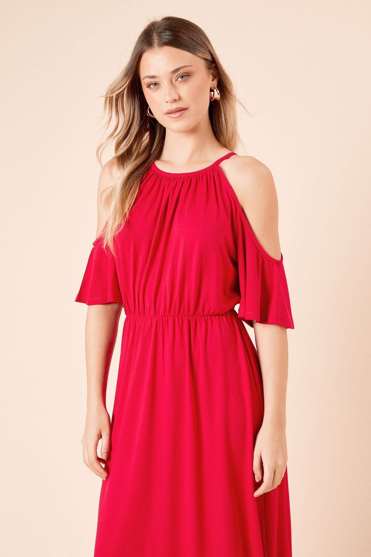 Dorothy Perkins Cold Shoulder Halterneck Jersey Midi Dress