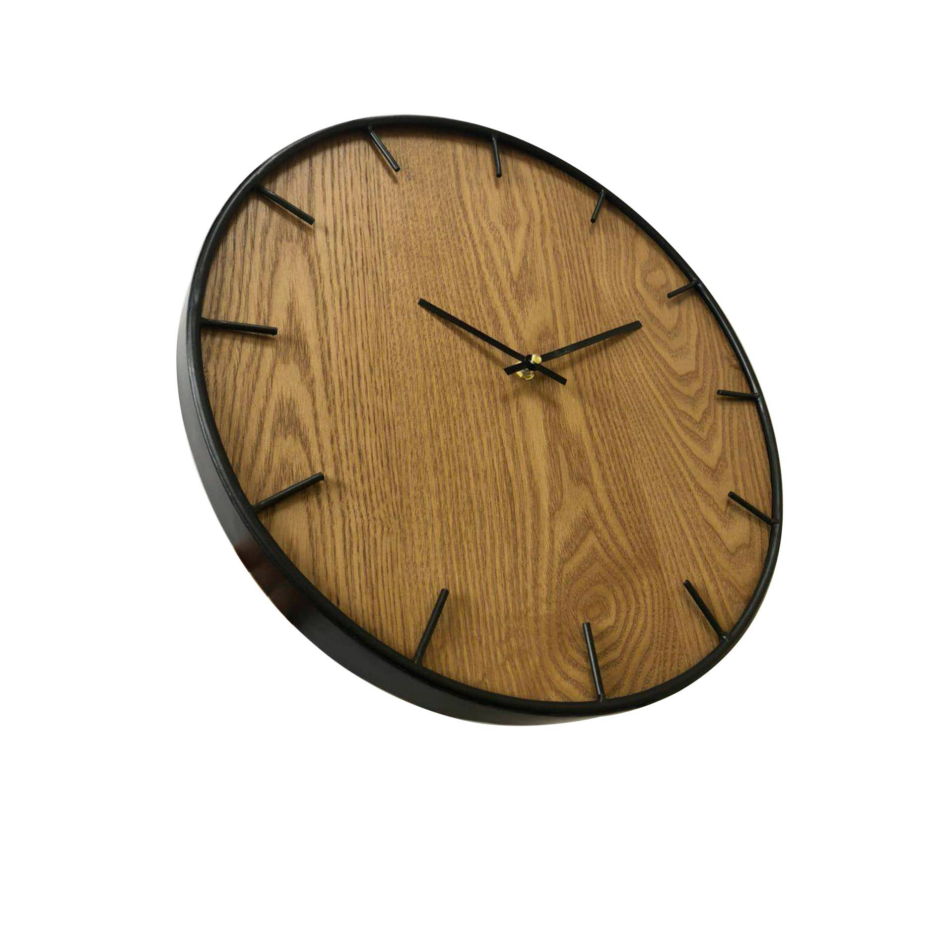 - Horloge murale ronde effet bois brun et noir ø 40 cm