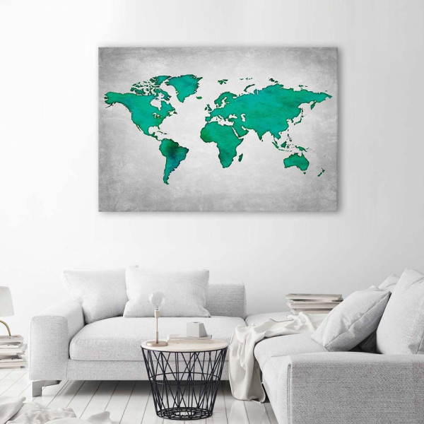 Feeby Obraz na płótnie Zielona mapa świata na betonie 60x40